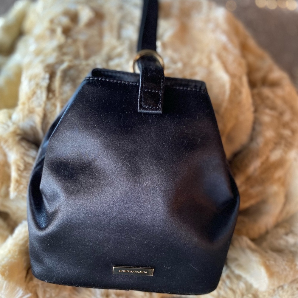 BCBG MaxAzria Black Satin Evening Purse - Picture 11 of 11